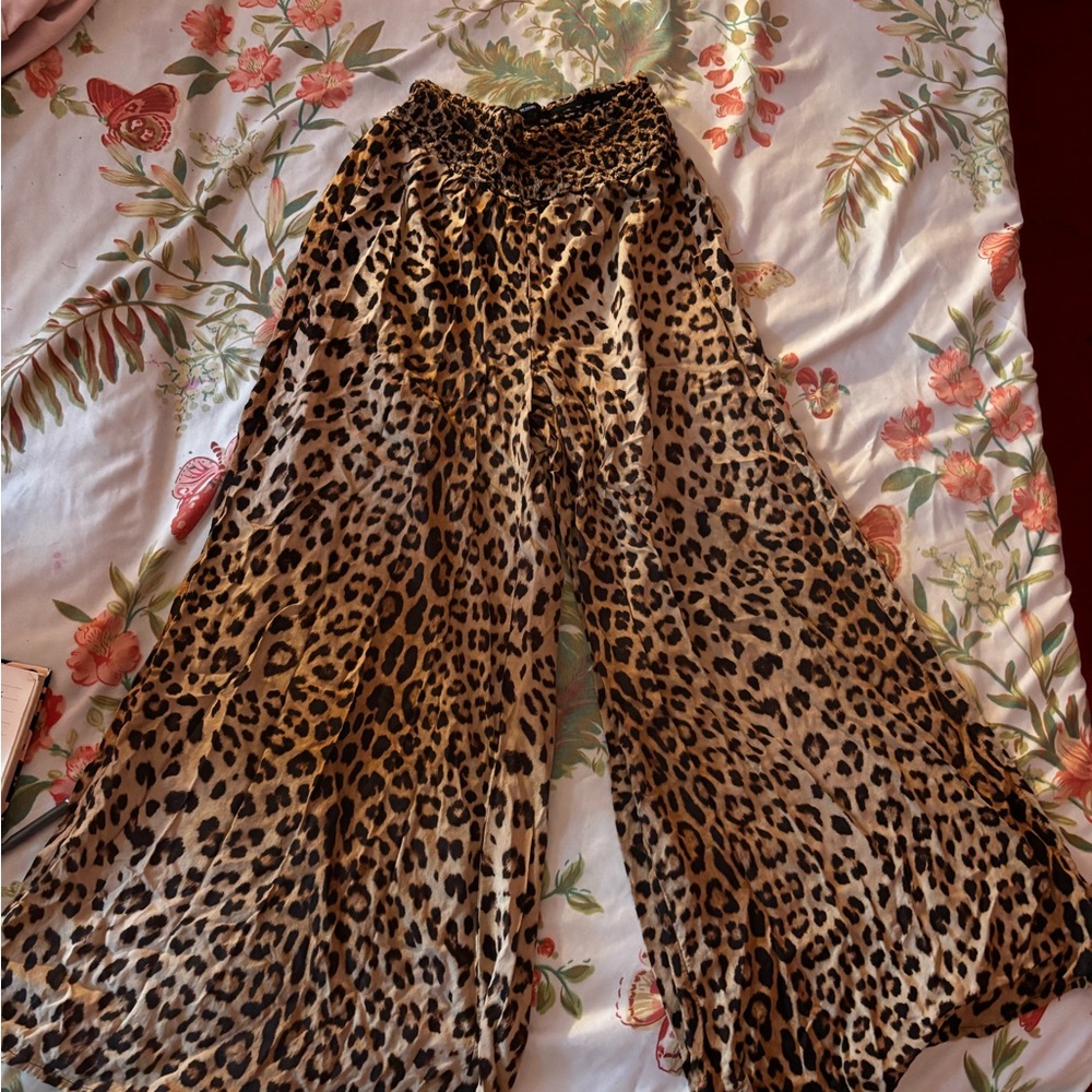 Leopard Print Wide Leg Pants